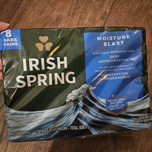 Irish Spring Moisture Blast Bar Soap, 3.75oz Each (8 Count) New In Packaging